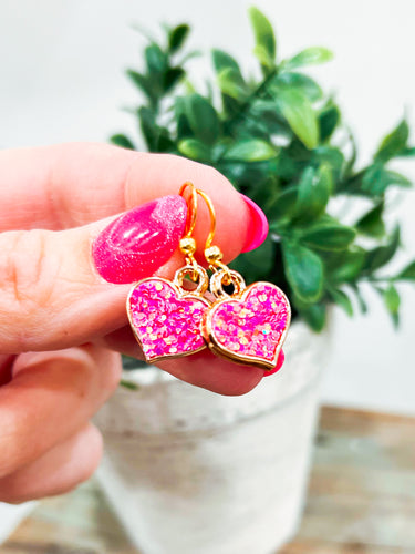 Glitter Heart Earrings