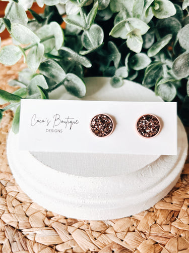 Rose Gold Druzy Studs