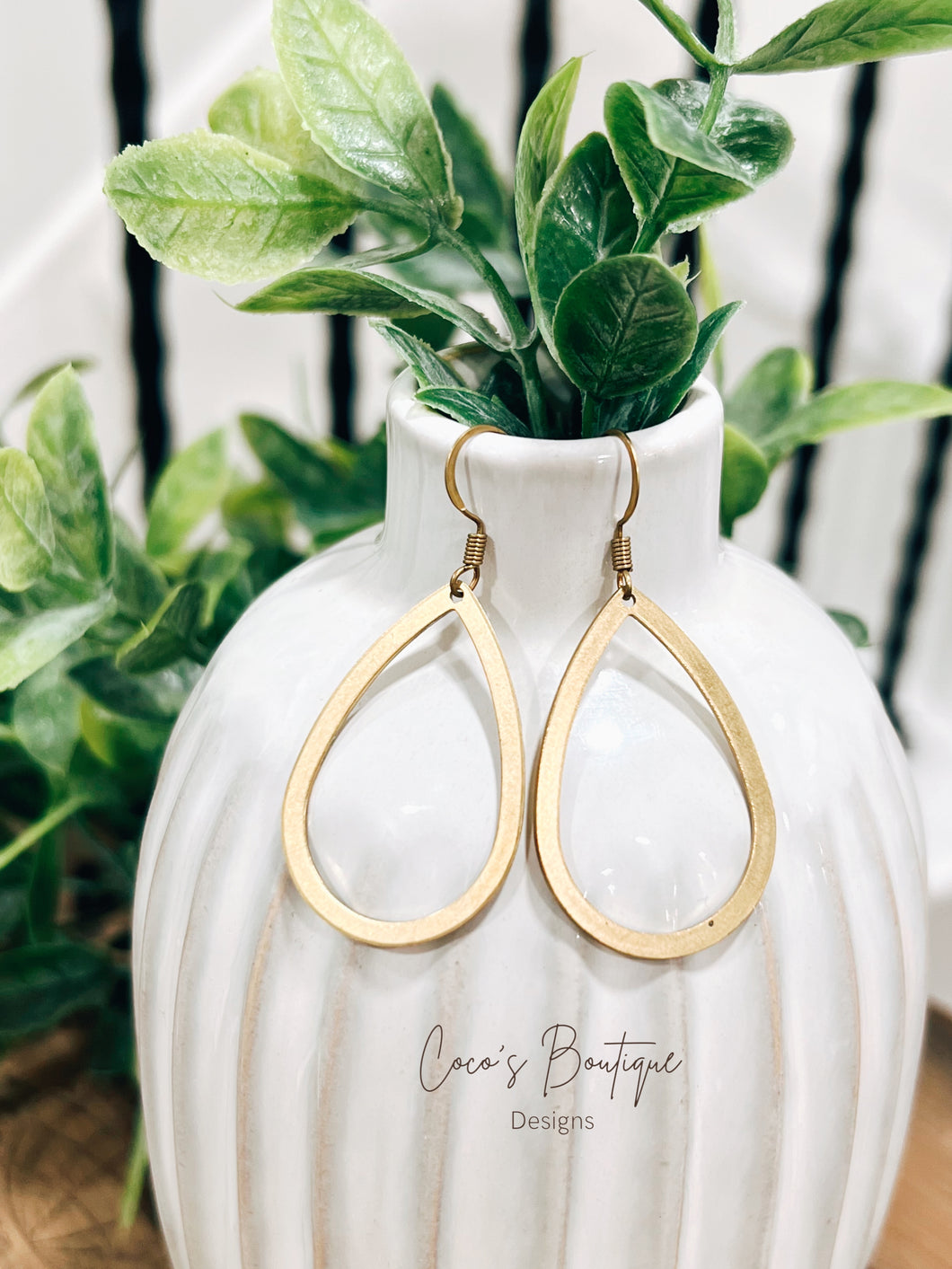 Raw Brass Earrings: Teardrop