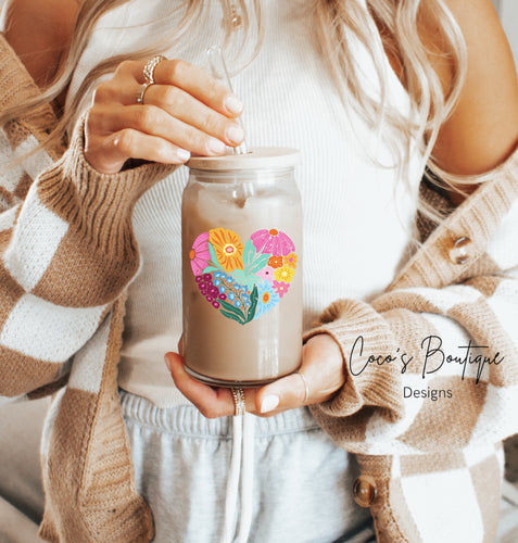 Glass Tumbler: Heart in Bloom