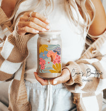 Load image into Gallery viewer, Glass Tumbler: Abstract Floral Mushroom