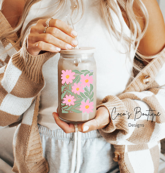 Glass Tumbler: Pink Floral