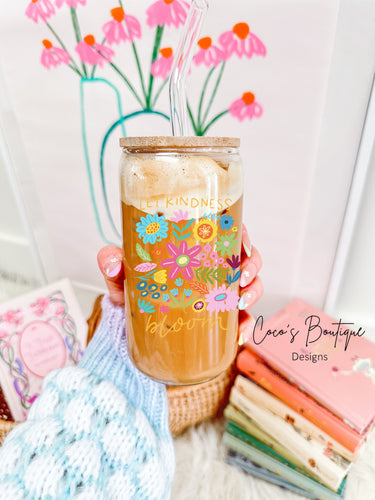 Glass Tumbler: Let Kindness Bloom